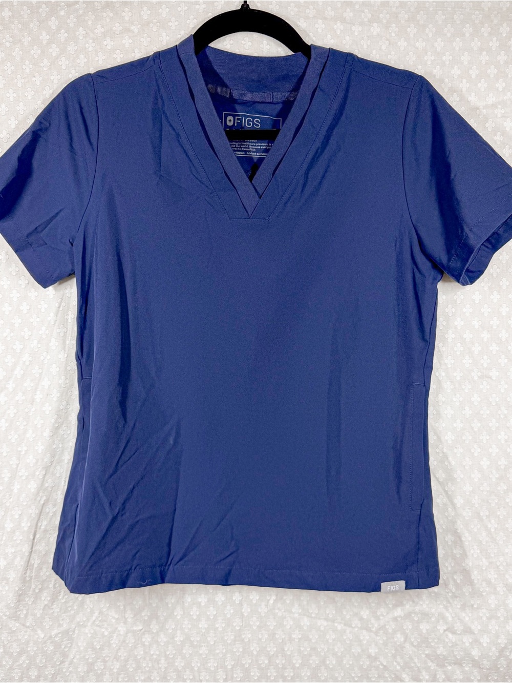 Figs Dark Blue Casma V Neck Short Sleeve Scrub Top